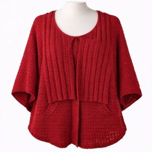 Sparrow Anthropologie Wool Poncho Cardigan‎ Size S Dolman Sleeve Pockets Cape